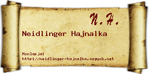 Neidlinger Hajnalka névjegykártya